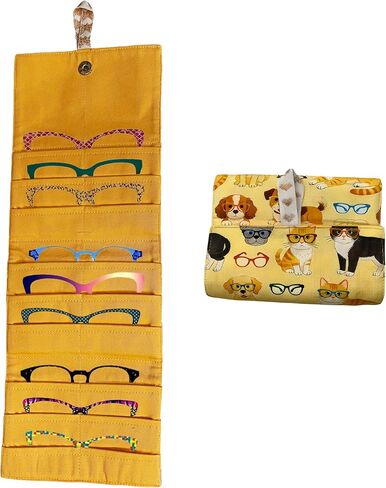 Eyeglass Topper Travel Wallet - 9-Slot Eyewear Organizer for Eyeglass Toppers & Accessories Portable Storage for Travel & Daily Use in Saudi Arabia