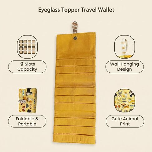 Eyeglass Topper Travel Wallet - 9-Slot Eyewear Organizer for Eyeglass Toppers & Accessories Portable Storage for Travel & Daily Use in Saudi Arabia