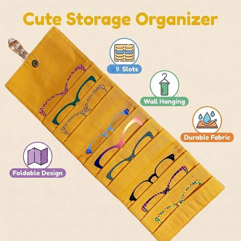 Eyeglass Topper Travel Wallet - 9-Slot Eyewear Organizer for Eyeglass Toppers & Accessories Portable Storage for Travel & Daily Use in Saudi Arabia