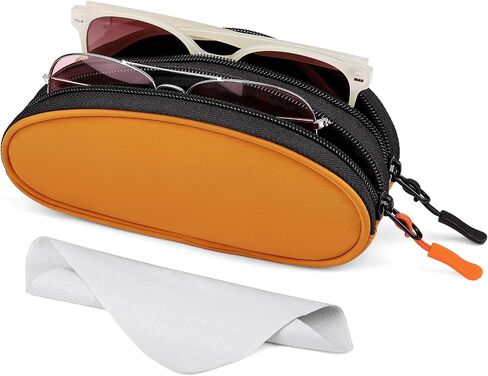 Marvolia Double Glasses Case Large Soft Eyeglass Case for Women Men Portable Zipper Sunglasses Pouch with Keychain Clip in Saudi Arabia