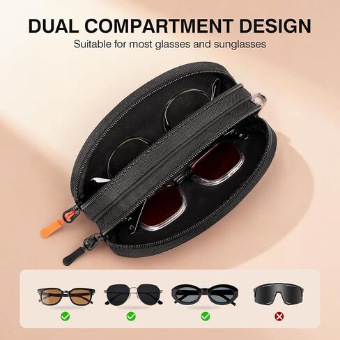 Marvolia Double Glasses Case Large Soft Eyeglass Case for Women Men Portable Zipper Sunglasses Pouch with Keychain Clip in Saudi Arabia