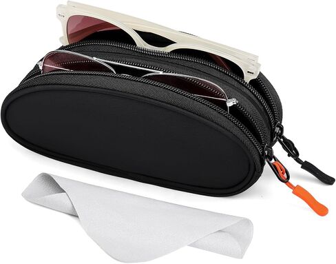 Marvolia Double Glasses Case Large Soft Eyeglass Case for Women Men Portable Zipper Sunglasses Pouch with Keychain Clip in Saudi Arabia