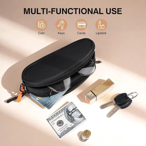 Marvolia Double Glasses Case Large Soft Eyeglass Case for Women Men Portable Zipper Sunglasses Pouch with Keychain Clip in Saudi Arabia