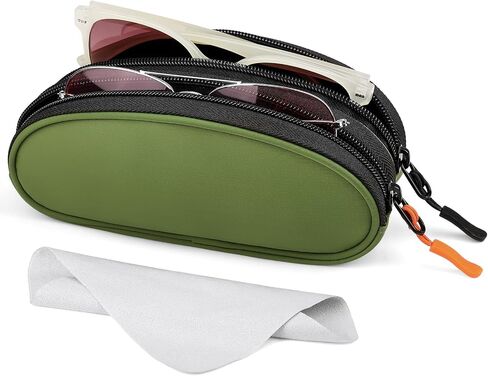 Marvolia Double Glasses Case Large Soft Eyeglass Case for Women Men Portable Zipper Sunglasses Pouch with Keychain Clip in Saudi Arabia