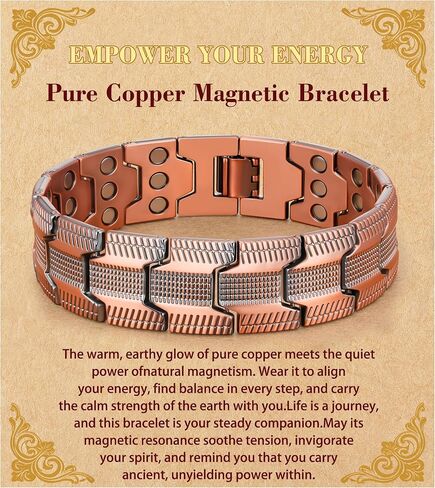 Copper Bracelet for Men Pure Copper Magnetic Bracelets for Mens Handmade Adjustable Bracelet With 3-Row Powerful Magnets Jewelry Gifts For Men With Sizing Tools in Saudi Arabia