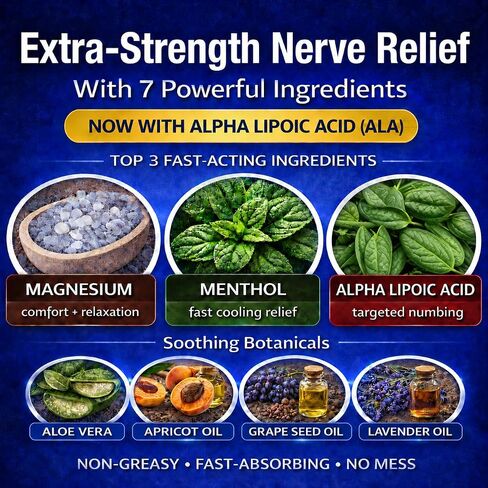 Neuropathy Nerve Relief Cream – Extra Large 8 oz – Maximum Strength for Feet Hands Legs Toes Back – Natural Ingredients Arnica Aloe Vera MSM Vitamins – Fast-Acting Soothing Relief – Super Value 8 oz in Saudi Arabia