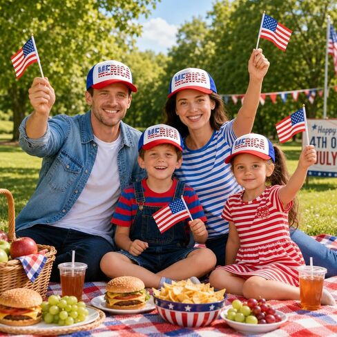 Labrostar 4th of July Hat Fourth of July Accessories American Flag Hat 4th of July Accessories Adjustable USA Hat Trucker Hats for Men Women Teen in Kuwait