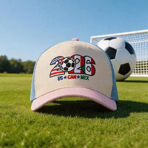 USA, CAN, MEX 2026 World Soccer Fan Hat–Host Countries Embroidered Baseball Cap, Trucker Hat for Men & Women in Saudi Arabia