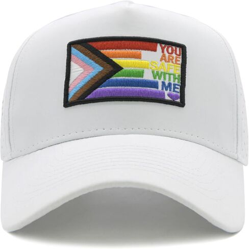 Rainbow Flag Hat for Men & Women, Embroidered Adjustable Mesh Baseball Cap, Pride Month Gift for LGBT Parades & Parties in Saudi Arabia