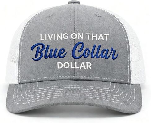 Living On that Blue Collar Dollar Hat, Blue Collar Hat, Funny Adjustable Breathable Mesh Baseball Cap in Kuwait