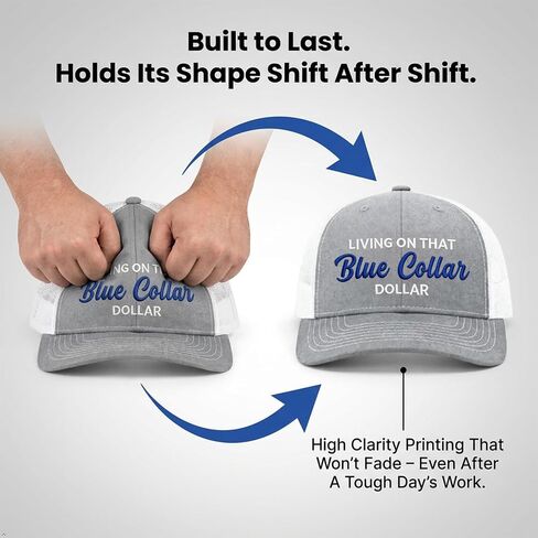 Living On that Blue Collar Dollar Hat, Blue Collar Hat, Funny Adjustable Breathable Mesh Baseball Cap in Kuwait