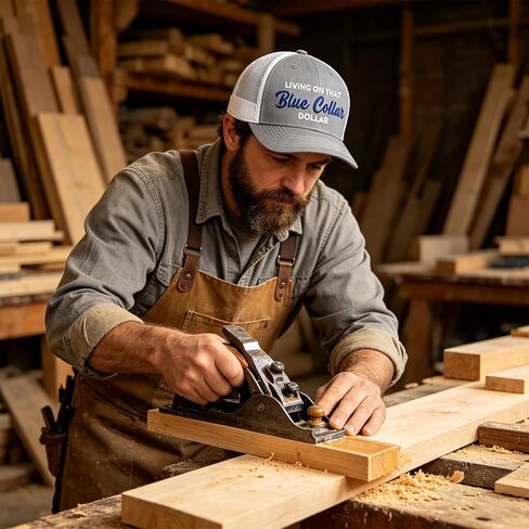 Living On that Blue Collar Dollar Hat, Blue Collar Hat, Funny Adjustable Breathable Mesh Baseball Cap in Kuwait