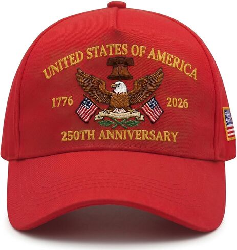 250 Anniversary USA Hat, Patriotic Embroidered America Baseball Cap, Adjustable 1776-2026 Hat for Men Women in Kuwait