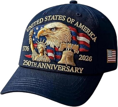 Unittype 250th Anniversary Hat Adjustable United States Patriotic Hat USA Retro Embroidered American Baseball Cap in Kuwait
