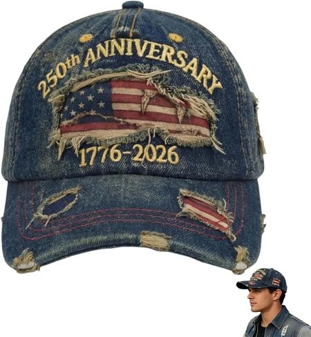 250th Anniversary USA Hat,Patriotic Theme 1776-2026 Embroidered Commemorative Baseball Cap,Adjustable USA Retro Cap in Saudi Arabia