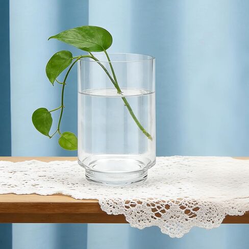 6" Wide Clear Glass Hurricane Candle Holder with Pedestal, Footed Decorative Vase for Pillar Candles, Cylinder Candleholder, Clear Glass Vase, for Mantels, Tabletops, Centerpieces, Entryways, Shelves in Saudi Arabia