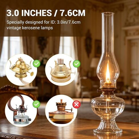 Oil Lamp Chimney 3 Inch Base by 14 Inch Height, Clear Glass Replacement Globes & Shades for Old Oil Lamps and Hurricane Kerosene Lamp (14 Inch Tall, 1 Pcs) in Saudi Arabia
