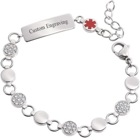Custom Engraved Medical ID Bracelets for Women, Lightweight Bright 316L Stainless Steel, Waterproof, Engraving Lifetime Coverage - Artisan Collection USA in Saudi Arabia