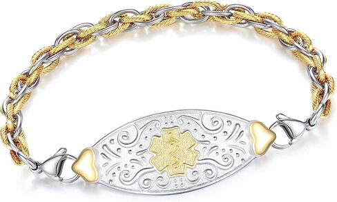 Divoti Custom Medical Alert Bracelet for Women – Elegant Stainless Steel ID Jewelry – Free 6-Line Personalized Engraving – Fits 6.25 to 8.75" – Emergency MedicAlert for Diabetes, Blood Thinner, Pacemaker & Fall Risk | Style in Saudi Arabia