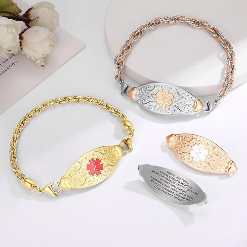 Divoti Custom Medical Alert Bracelet for Women – Elegant Stainless Steel ID Jewelry – Free 6-Line Personalized Engraving – Fits 6.25 to 8.75" – Emergency MedicAlert for Diabetes, Blood Thinner, Pacemaker & Fall Risk | Style in Saudi Arabia