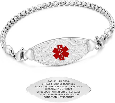Divoti Custom Medical Alert Bracelet for Women – Elegant Stainless Steel ID Jewelry – Free 6-Line Personalized Engraving – Fits 6.25 to 8.75" – Emergency MedicAlert for Diabetes, Blood Thinner, Pacemaker & Fall Risk | Style in Saudi Arabia