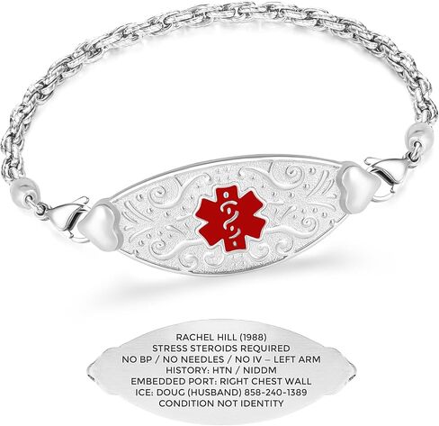 Divoti Custom Medical Alert Bracelet for Women – Elegant Stainless Steel ID Jewelry – Free 6-Line Personalized Engraving – Fits 6.25 to 8.75" – Emergency MedicAlert for Diabetes, Blood Thinner, Pacemaker & Fall Risk | Style in Saudi Arabia
