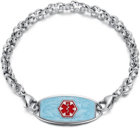 Personalized Medical Alert Bracelets for Women, Custom Engraved Medical ID Bracelets for Women, Stainless Steel Medic Bracelet, 6.0-8.5 Inches Size Optional in Saudi Arabia