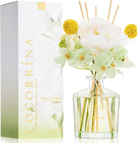 COCORRÍNA Reed Diffuser - Sandalwood Rose 8.5 Fl.oz Flower Reed Diffuser Set with 8 Sticks, Home Fragrance Reed Diffuser for Home Bedroom Office Bathroom Shelf Decor (Master Collection) in Saudi Arabia