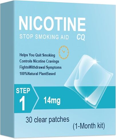 Nicotine Patches 14mg 30ct - Strong Adhesion, All Skin Types - Stop SmokingAid, Nicotine Replacement Therapy, 24-Hour 1-Month Supply in Kuwait