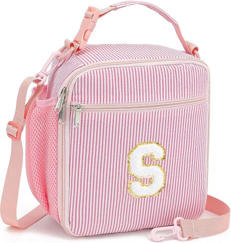 Initial Lunch Bag for Girls Kids, Cute Insulated Lunch Box Gift for School Personalized Gifts for Teen Girl (Pink S) in Saudi Arabia