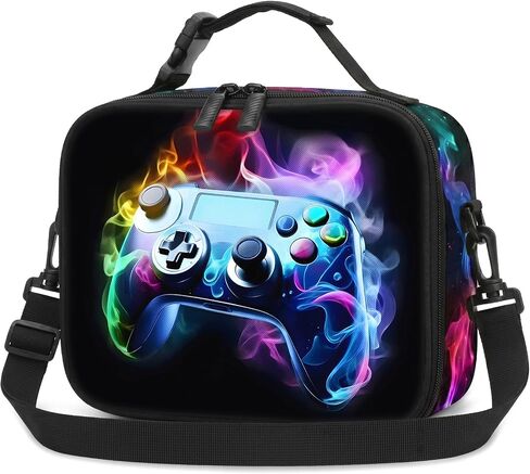 Gamer Boys Lunch Bag - Kids Lunch Box for Boys & Girls,Insulated Video Game Lunchbox with Adjustable Shoulder Strap & Name Tag,Reusable Portable Lunchbox for School Picnic Hiking in Saudi Arabia