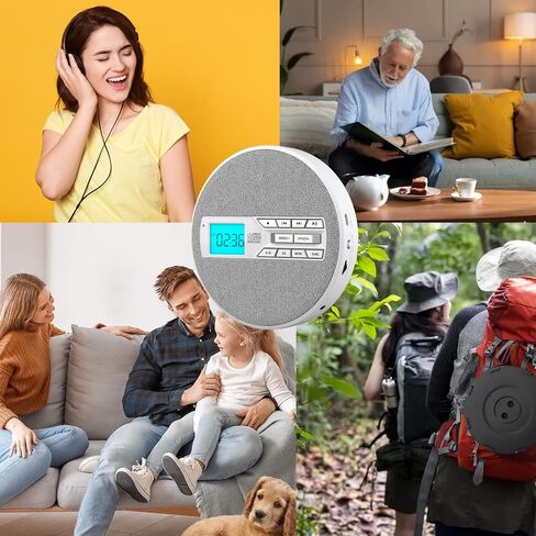 CD Player Portable, Rechargeable Portable CD Players for Home, Built-in Speakers and Headphones Supports CD/U Disk/AUX/A-B Repeat/LCD Display/10 Speeds/Anti Skip, for Home/Car CDP-3030 in Saudi Arabia