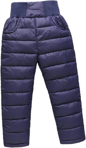 Little Boys Girls Winter Warm Puffer Down Windproof High Waist Elastic Snow Pants Ski Bib Pants in Kuwait