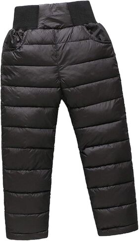Little Boys Girls Winter Warm Puffer Down Windproof High Waist Elastic Snow Pants Ski Bib Pants in Kuwait