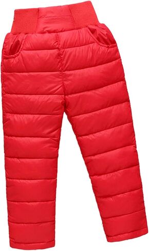 Little Boys Girls Winter Warm Puffer Down Windproof High Waist Elastic Snow Pants Ski Bib Pants in Kuwait