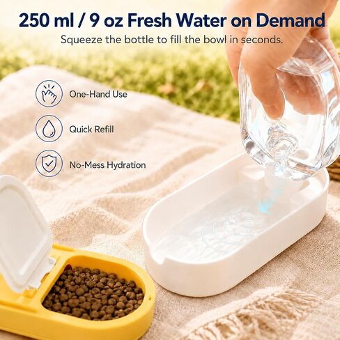 Portable Pet Bowl with Water Bottle and Food Container | Leak-Proof Collapsible Dog Cat Travel Feeder for Outdoor Adventures, Hiking, and Camping (Blue) in Saudi Arabia