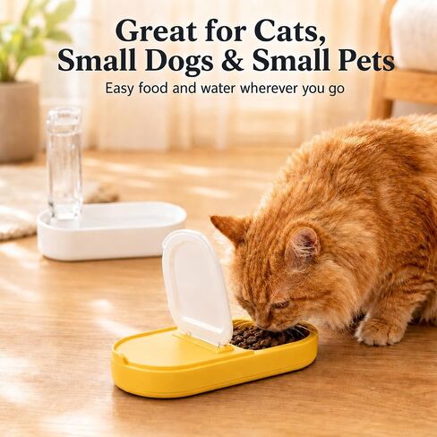 Portable Pet Bowl with Water Bottle and Food Container | Leak-Proof Collapsible Dog Cat Travel Feeder for Outdoor Adventures, Hiking, and Camping (Blue) in Saudi Arabia