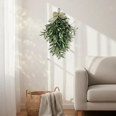Premium 24" Artificial Olive Branch Teardrop Swag – Realistic Faux Greenery Wreath for Front Door, Wall, Home & Year-Round Decor – Farmhouse Rustic Floral Accent for Indoor Outdoor (2) in Saudi Arabia