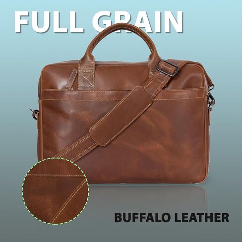 Leather briefcase15.5 Inch laptop Messenger Bags Ideal Office Satchel Bag Best for Men and Women in Saudi Arabia