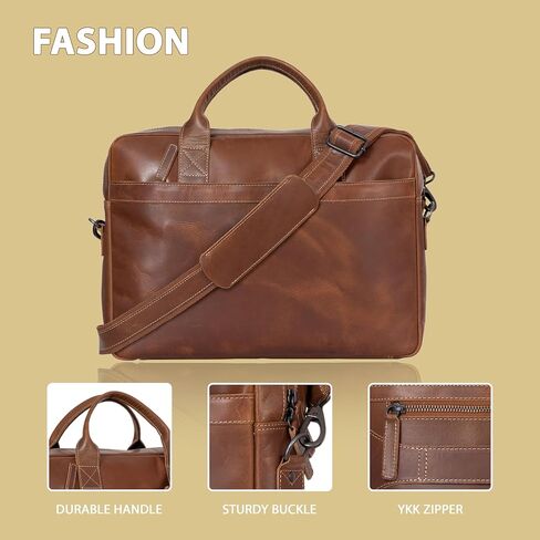 Leather briefcase15.5 Inch laptop Messenger Bags Ideal Office Satchel Bag Best for Men and Women in Saudi Arabia