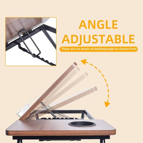 Laptop Desk in Bed, wishacc Adjustable Bamboo Lap Desk Table with Gooseneck Tablet Holder Mount for Laptop,Tablet,Phone,Book Reading in Kuwait
