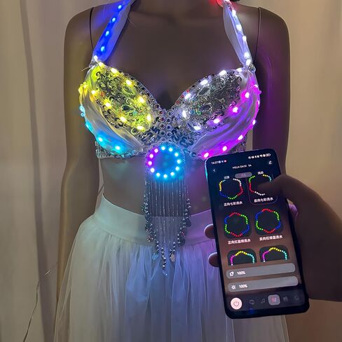 LED Bra Luminous Bra APP Control Light Up Glowing Bra for Belly Dance Night Club Show DJ Performance Stage Wear in Saudi Arabia