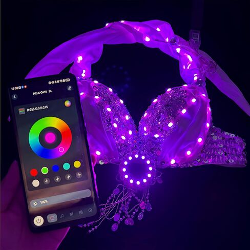 LED Bra Luminous Bra APP Control Light Up Glowing Bra for Belly Dance Night Club Show DJ Performance Stage Wear in Saudi Arabia