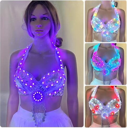 LED Bra Luminous Bra APP Control Light Up Glowing Bra for Belly Dance Night Club Show DJ Performance Stage Wear in Saudi Arabia