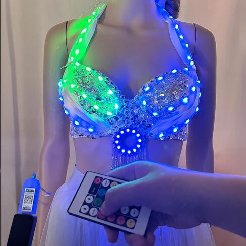 LED Bra Luminous Bra APP Control Light Up Glowing Bra for Belly Dance Night Club Show DJ Performance Stage Wear in Saudi Arabia