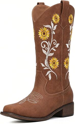 Cowboy Boots For Women Sunflower Square Toe Western Cowgirl Boots in Kuwait