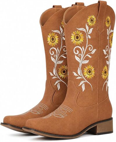 Cowboy Boots For Women Sunflower Square Toe Western Cowgirl Boots in Kuwait