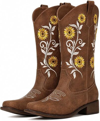 Cowboy Boots For Women Sunflower Square Toe Western Cowgirl Boots in Kuwait