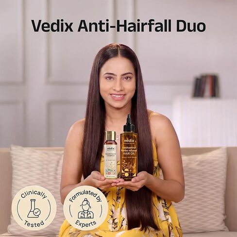 Vedix Keshamrut Hair Care Combo With Keshamrut Herbs Infused Hair Oil and Davath Hairfall Shampoo (100 ml + 200 ml) in Kuwait