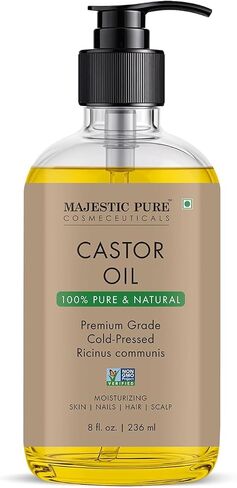Majestic Pure Castor Oil - 100% Pure & Natural - Premium Grade, Cold Pressed, Hexane Free - Hair, Eyelashes, Eyebrows, Nails - Moisturizing & Nourishing - 2 Fl Oz in Kuwait